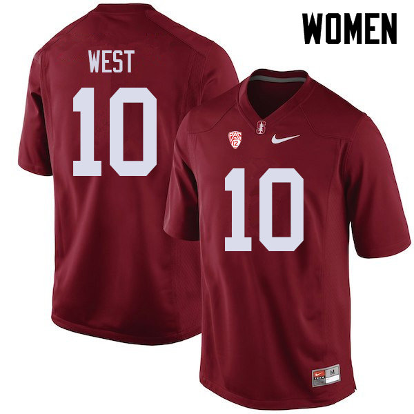 Women #10 Jack West Stanford Cardinal College Football Jerseys Sale-Cardinal